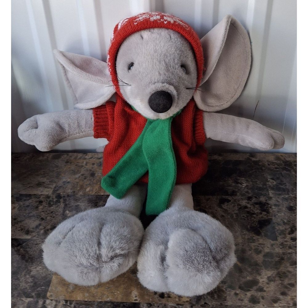 Vintage 1990 Commonwealth Christmas Holiday MOUSE 16" Plush STUFFED ANIMAL (P65)